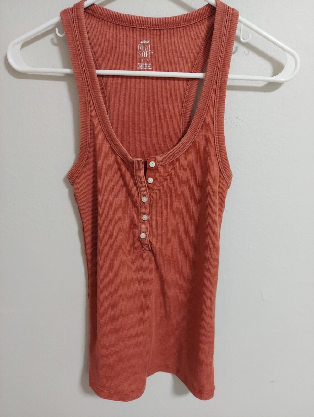 aerie Ribbed Henley Tank Top - Rust